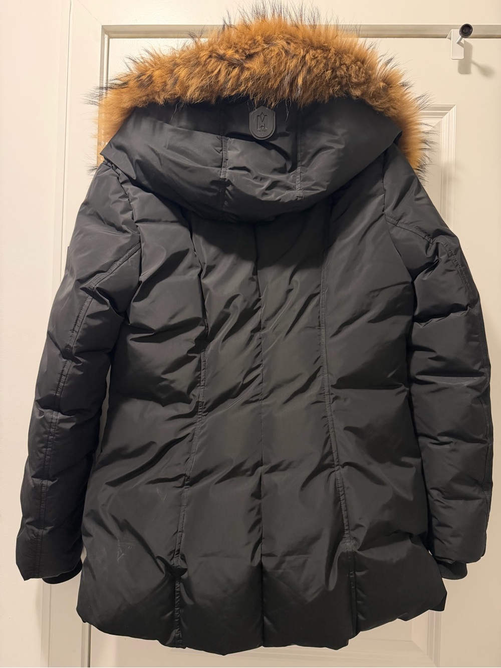 Mackage Women's Black Down Coat with Natural Fur Hood - Picture 5 of 9